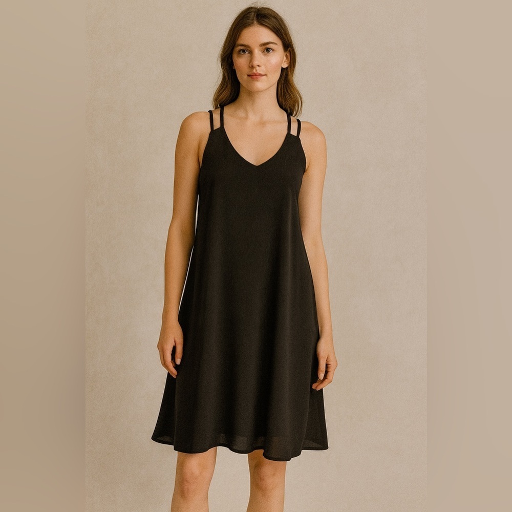 Vintage Double Zero Dress Chiffon Sexy Racer Back A Line Black Size Smal…